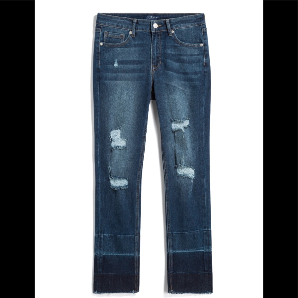 Just USA distressed slim straight leg jean